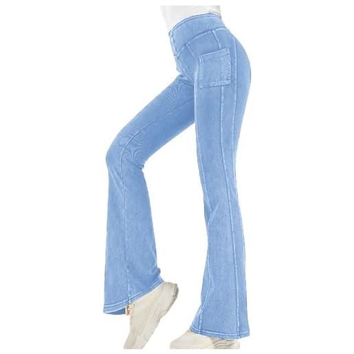 Onsoyours jeans a zampa d'elefante donna flare leggins a campana slim fit jeggings yoga pantaloni a vita alta elasticizzati sexy casual a blu scuro l