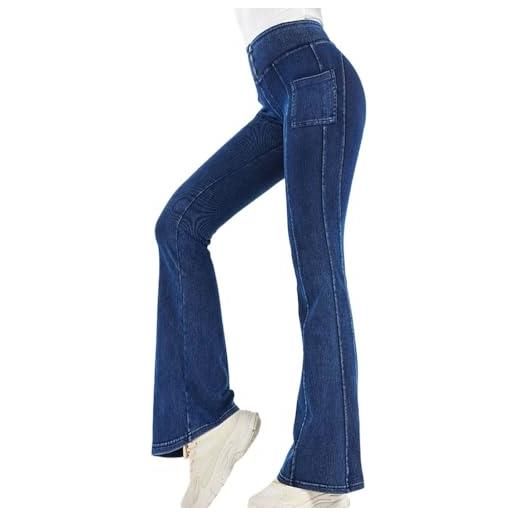 Onsoyours jeans a zampa d'elefante donna flare leggins a campana slim fit jeggings yoga pantaloni a vita alta elasticizzati sexy casual a blu scuro m