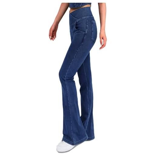 Onsoyours jeans a zampa d'elefante donna flare leggins a campana slim fit jeggings yoga pantaloni a vita alta elasticizzati sexy casual b blu m