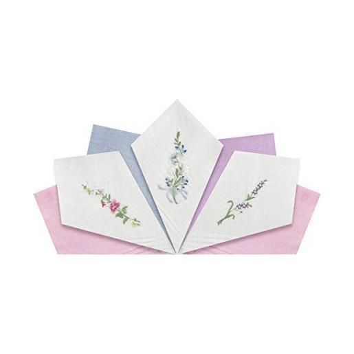 Warwick & Vance confezione da 7 fazzoletti da donna/donna, fantasia floreale, ricamati e tinti, 100% cotone, 29 x 29 cm bianco taglia unica