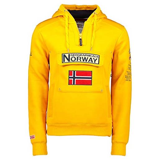 Geographical Norway gymclass - felpa con cappuccio e tasca a marsupio da uomo, con logo della marca e maniche lunghe, nero , m