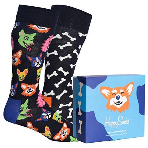 Happy Socks calze unisex dog lover gift box confezione da 2 taglia 41-46