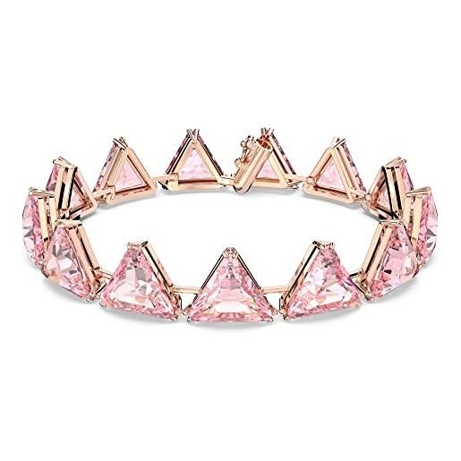 Swarovski ortyx braccialetto, placcato in tonalità oro rosa con cristalli rosa a taglio triangolare, collezione ii, rosa
