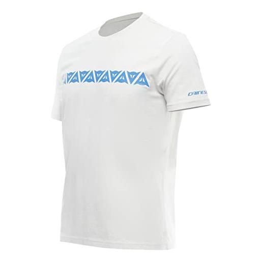 Dainese t-shirt stripes, maglietta maniche corte 100% cotone, uomo, grigio chiaro/directoire-blu, m