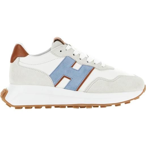 Hogan sneakers h641 in pelle bianca e azzurra