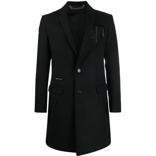 Philipp Plein cappotto monopetto con ricamo - nero