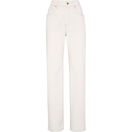 Brunello Cucinelli jeans dritti a vita alta - bianco