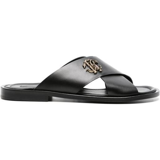 Roberto Cavalli sandali slides con placca logo - nero