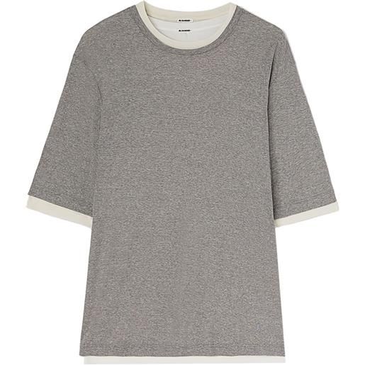 Jil Sander t-shirt con design a strati - grigio