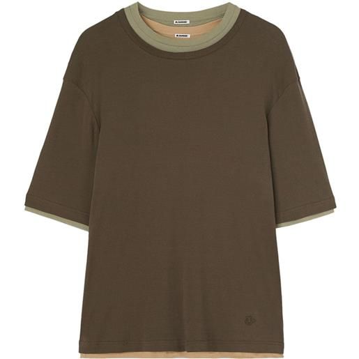 Jil Sander t-shirt con design a strati - verde