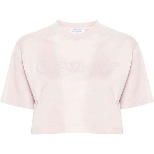 Off-White t-shirt con logo crop - rosa
