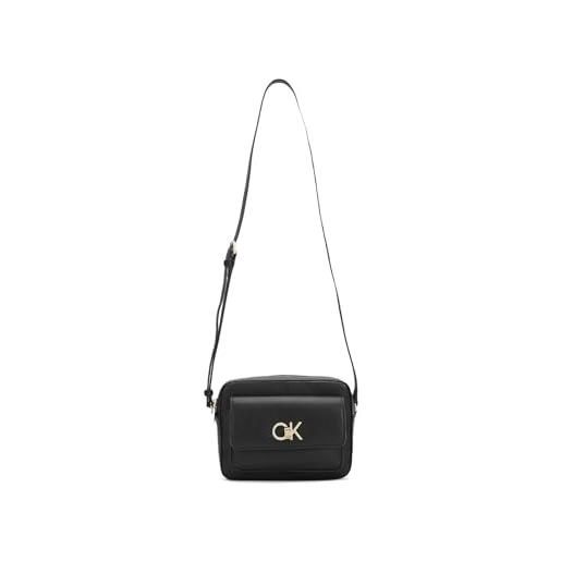 Calvin Klein re-lock camera bag w/flap k60k611083, borse a tracolla donna, grigio (silver mink), os