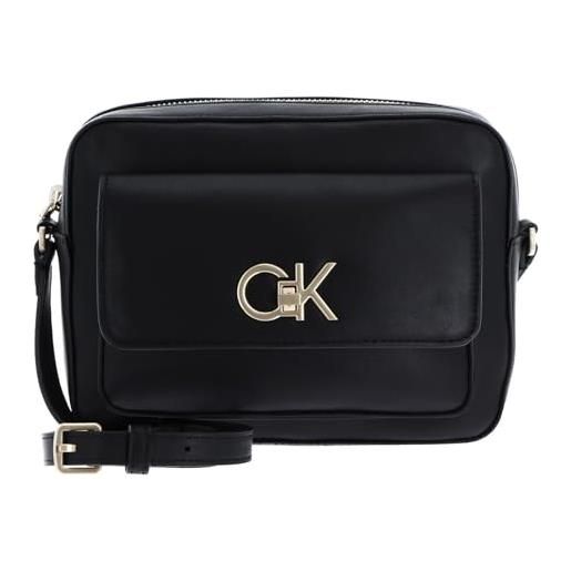 Calvin Klein re-lock camera bag w/flap k60k611083, borse a tracolla donna, nero (ck black), os