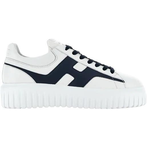 Hogan sneakers h-stripes in pelle bianca e blu
