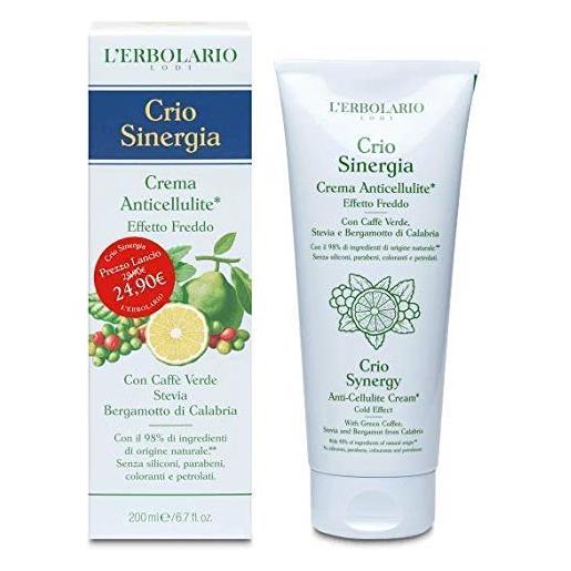 L'Erbolario crio sinergia crema anticellulite effetto freddo con caffè verde, stevia, bergamotto di calabria 200 ml