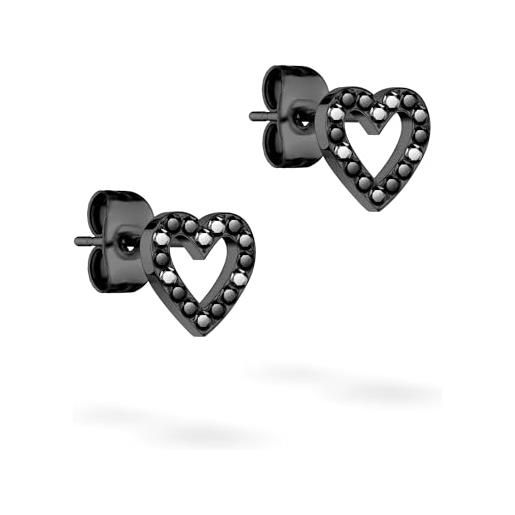 Tamaris orecchini a forma di cuore - amazon exclusive, 0,8 cm, acciaio inossidabile, zirconia cubica