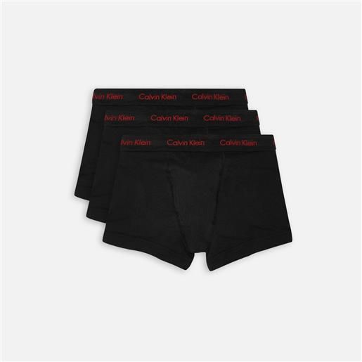 Calvin Klein Underwear cotton stretch wicking 3 pack trunk black/pompian red logos uomo