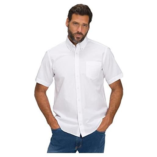 JP 1880 camicia in seersucker a mezze maniche, colletto con bottoni, vestibilità moderna maglia, bianco neve, xxxl uomo