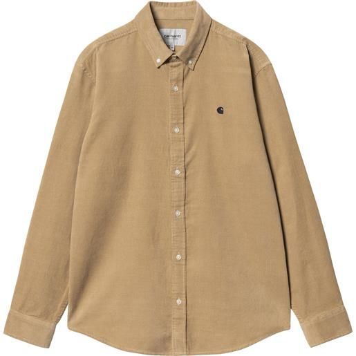 Carhartt - camicia a coste - l/s madison fine cord shirt sable / black per uomo in cotone - taglia s, l, xl - beige