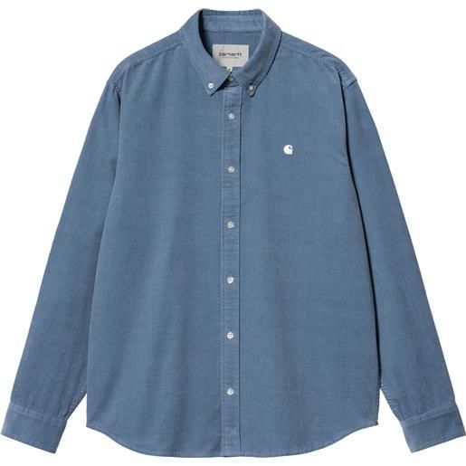Carhartt - camicia a coste - l/s madison fine cord shirt sorrent / wax per uomo in cotone - taglia s, m, l, xl - blu