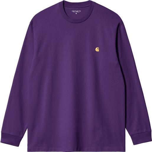 Carhartt - t-shirt in cotone - l/s chase t-shirt tyrian / gold per uomo - taglia s, m, l, xl - viola