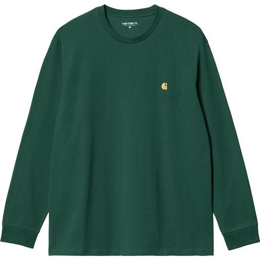 Carhartt - t-shirt in cotone - l/s chase t-shirt chervil / gold per uomo - taglia s, m, l - verde