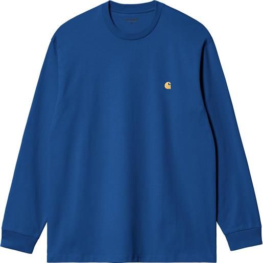 Carhartt - t-shirt in cotone - l/s chase t-shirt acapulco / gold per uomo - taglia s, m, l, xl - blu