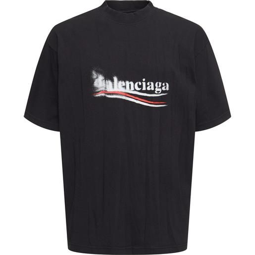 BALENCIAGA t-shirt political stencil in cotone con logo
