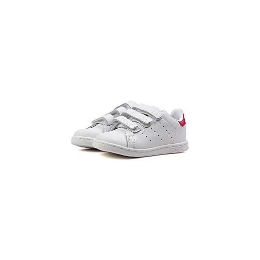 adidas stan smith cf i, sneaker unisex - bambini e ragazzi, footwear white/footwear white/bold pink, 23 eu