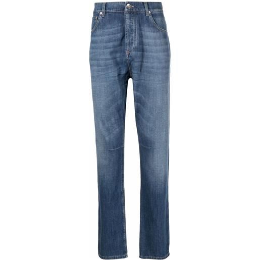 Brunello Cucinelli jeans dritti con effetto schiarito - blu