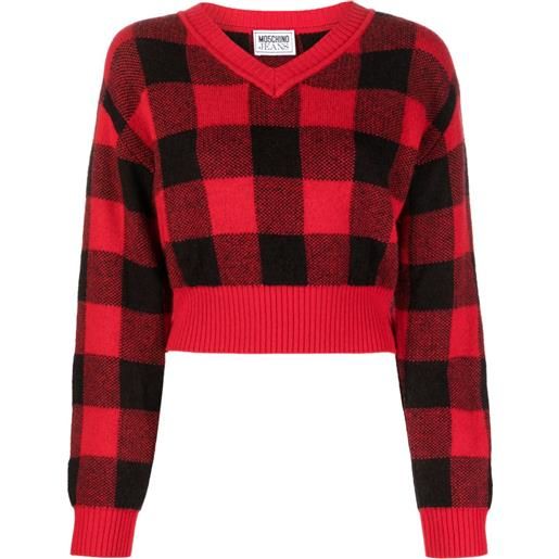 MOSCHINO JEANS maglione a quadri - rosso