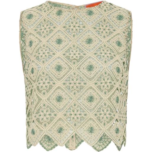 La DoubleJ blusa crop aria - toni neutri