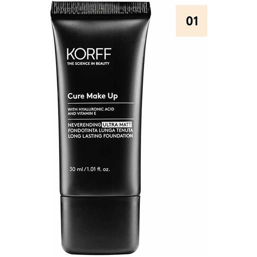 Korff Make Up korff cure make up - neverending ultra matt fondotinta lunga tenuta n. 01, 30ml