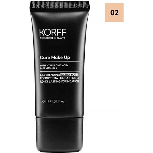 Korff Make Up korff cure make up - neverending ultra matt fondotinta lunga tenuta n. 02, 30ml