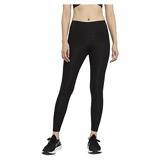 Nike w nk epic fast tght, leggings donna, black/(reflective silv), l