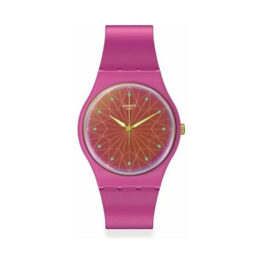Swatch fantastic fuchsia so28p110 - orologio rosa, rosa, giallo, striscia