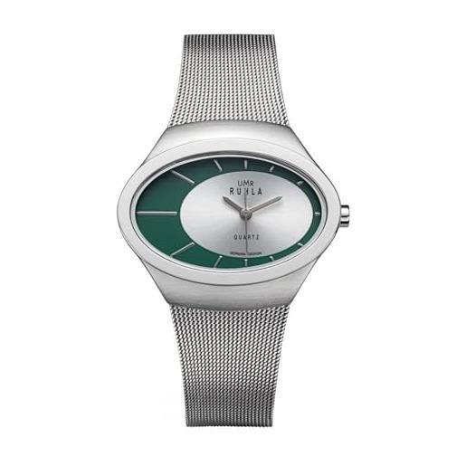 UMR RUHLA elegante orologio al quarzo da donna quadrante ovale argento cinturino milanese - 91335, argento