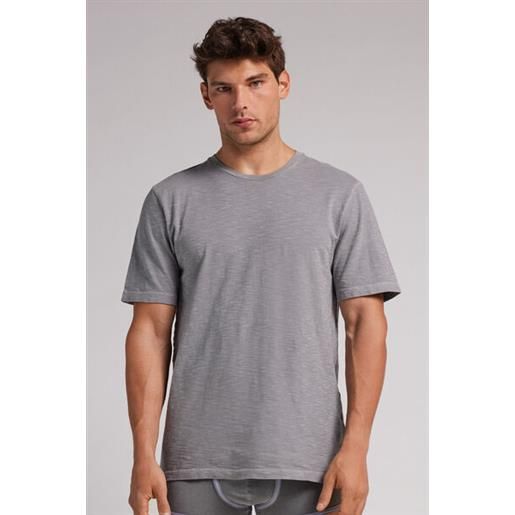 Intimissimi t-shirt washed collection in jersey di cotone fiammato grigio