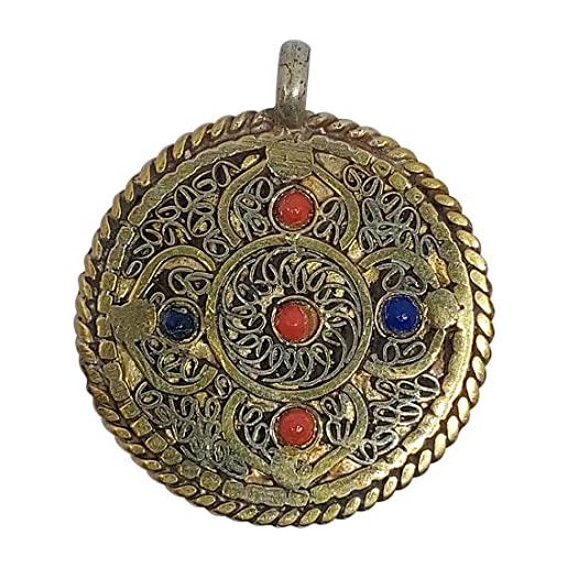 Tibetan Silver corallo e lapislazzuli pietre preziose fatto a mano filigrana moda amuleto ciondolo per donne e uomini unico etnico tribale ciondolo gioielli
