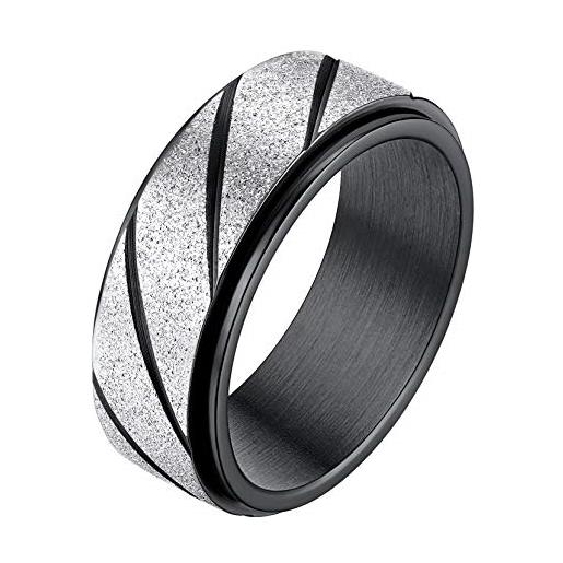 Richsteel anello rotante anti-stress nero superficie con particelle di sabbia fine per uomo anello girevole personalizzabile nome regalo creativo misura it 22