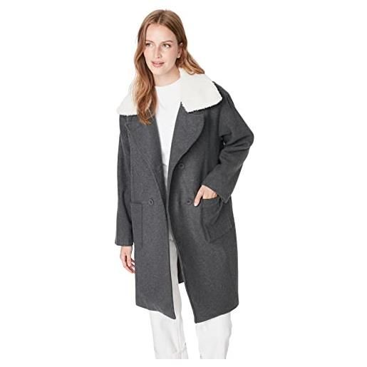 Trendyol damen oversize parkas plain webstoff mantel cappotto, anthracite, 36 da donna