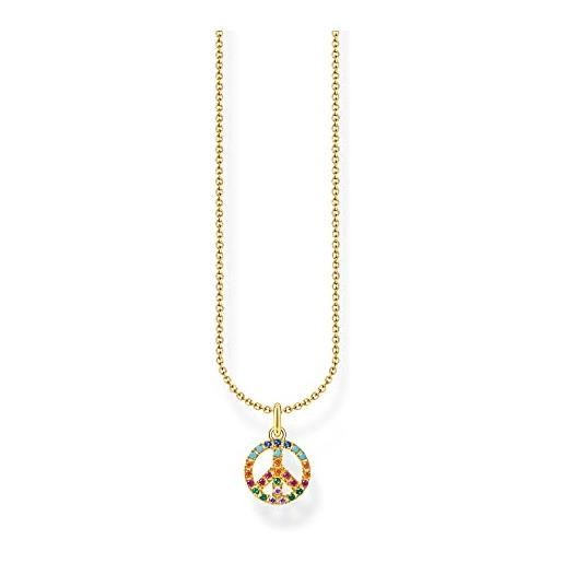 Thomas sabo collana da donna in argento 925 con pietra colorata 32022503, 45 cm, argento sterling oro giallo, zirconia cubica