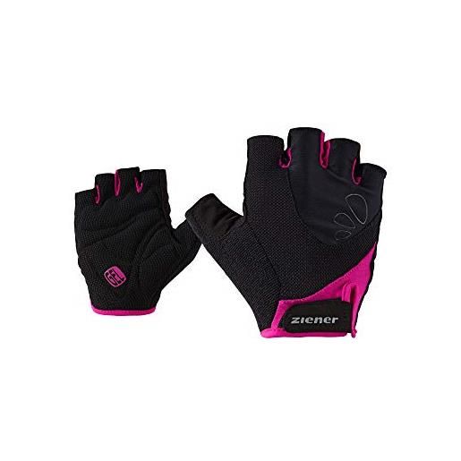 Ziener capela - guanti da ciclismo da donna, traspiranti, ammortizzanti, antiscivolo, colore nero, 6,5