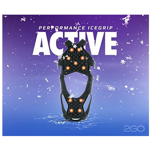 2GO performance icegrip active - scarpe da ginnastica per jogging, antiscivolo, per scarpe, ramponi, punte da neve, catene da neve per scarpe, tenuta ottimale su ghiaccio e neve, taglia l