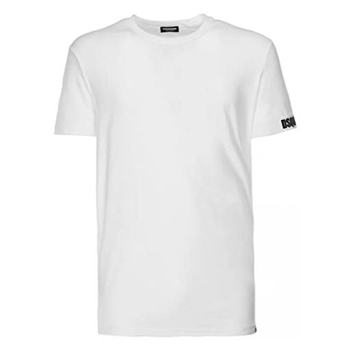 DSQUARED2 tshirt bianca stripe logata - xxl, bianco