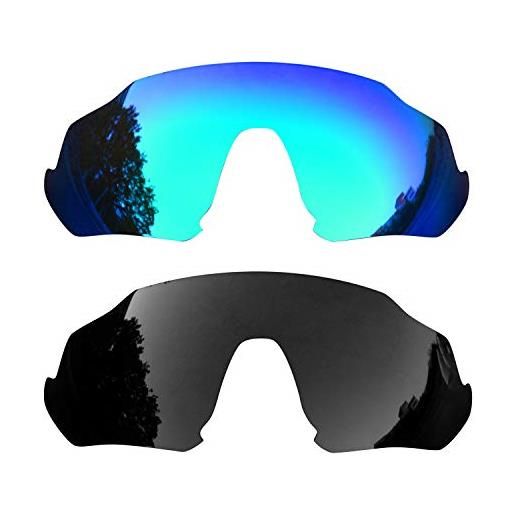 SOODASE per oakley flight jacket occhiali da sole blu/nero 2 coppie lenti di ricambio polarizzate