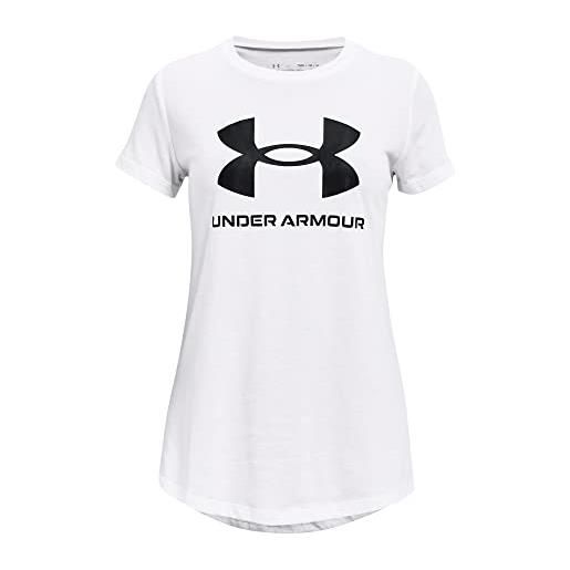 Under Armour girls' live sportstyle graphic short-sleeve t-shirt , black (002)/cerise , youth x-small