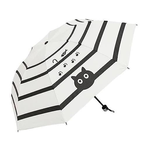 BORATO ombrello pieghevole pieghevole gatto ombrello rivestimento nero ombrelli da sole pioggia donne principessa ombrello anti-uv protezione solare ragazzi paraguas ragazze-cat, manual
