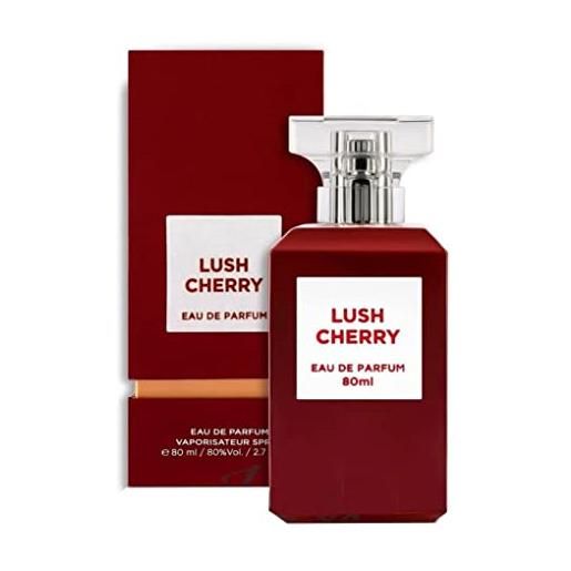 FragMade lush chery fragranza world - spray da 80 ml, per uomo e donna, fragranza super ricca, mandorla amara | rosa turca | legno di sandalo