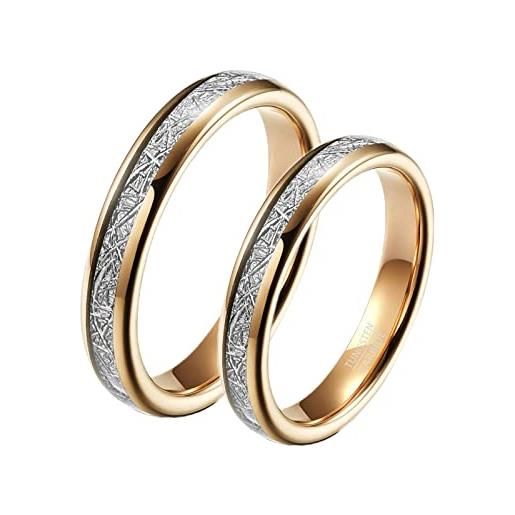 Beydodo anello con incisione personalizzata, anello tungsteno coppia misura 15 e taglia 17 anello in oro rosa con linea di metallo da 4mm